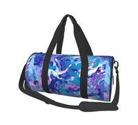 Purple And Blue Mixed Pattern Travel Duffel Bag Sports Gym Bag, Lightweight Overnight Weekender Bag With Shoes Compartment Yoga Gym Sports Bag For Men Women