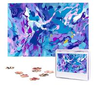 Purple And Blue Mixed Pattern Wooden Puzzles 1000 Pieces Personalized Jigsaw Puzzle For Adults Interesting Custom Photo Puzzles Gift For Holiday Birthday Wedding Anniversay