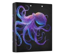 Purple and Blue Octopus 3 Ring Binders 1.5 Inch Clear View Three Ring Binders Versatile Binder Fits 200 Sheets 1 Pack