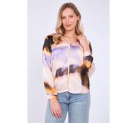 Purple and Brown Tie Dye Print Satin Blouse Love Sunshine Brown 14