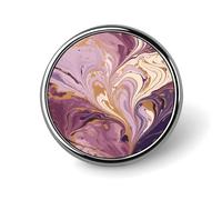 Purple And Gold Marble Lapel Pins Metal Pin Badge Personalized Pinback Button Badges Classic Round Badge Recognition Enamel Lapel Pin for Jackets, Backpacks, Bags