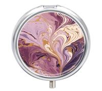 Purple and Gold Marble Pill Box Cute Medicine Organizer Travel Pillbox Waterproof Portable Pill Container Holder to Hold Vitamins Medication Fish Oil and Supplements