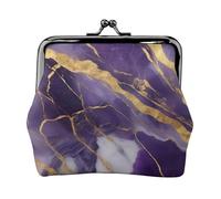 Purple and Gold Marble Print Lightweight Women Coin Purse Exquisite Waterproof Small Pouch for Coins Cards