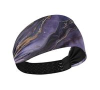 Purple and Gold Marble Texture Moisture Wicking headband holder organizer Elastic sweatbands for Cycling Cycling Football Football