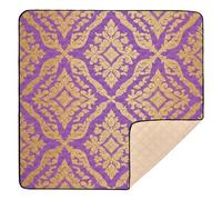 Purple and Gold Retro Patterns Soft Padded Baby Play Mat for Floor Portable Foldable Kicking Mat for Baby Toddler Infant, 50'' x 50''gimnasio de actividades para