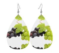 Purple and green grapes Prints Leather Teardrop earrings Pendant Stylish and beautiful Lightweight Dangle for Women Girls
