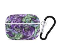 Purple and Green Shades Earbuds Organizer Shockproof Protective Airpods Pro Cover with Carabiner Clip Anti Fall Carrying Earphone Case Cover for Airpods Pro 2nd Generation White
