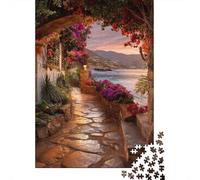 Purple And Orange Bougainvillea Forms A l Arch Jigsaw Puzzles Challenge Toy Educational Games Home Decoration for Adults& Teenager Age 14 Years Up 70x50cm/1000pcs