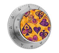 Purple and Orange Spades Print Round Timer Rotation Multi-Function Timer