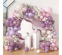 Purple and Pink Balloon Arch Kit, 116pcs Dusty Purple Balloon Garland with Lilac Pink and Sand White Balloons, Violet Party Decorations for Birthday, Baby Shower, Wedding, Engagement, Bridal Shower