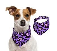 Purple And Pink Leopard Pattern,Dog Bandanas Cotton Pet Scarf Adjustable Bibs for Pet,S