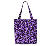 Purple And Pink Leopard Pattern,Reusable Grocery Bags Shopping Tote Bags Large Capacity Canvas Shoulder bag