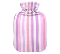 Purple and Pink Stripe Pattern Cute hot Water Bottle with Soft Cover, 1L hotwater Bag for Neck and Shoulder Pain Relief,Tummy Warmer,bolsas de agua Caliente para Dolores