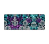 Purple and Teal Flowers Gaming Desk Mat, Wide Surface Desk Pad for Keyboard, Mouse and Improved Gaming Stability