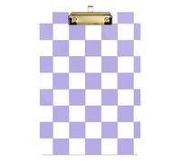 Purple and White American Plaid Acrylic Doctor clipboard Standard Letter A4 Size Waterproof for Clip Board Teacher Gold 12x9in Tabla para escribir con Clip