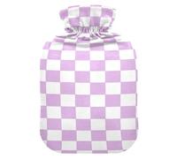 Purple and White American Plaid hot Bottle Water Bag with Soft Cover 2L hotwater Bag for Neck and Shoulder Pain Relief Neck Shoulder Pain Relief