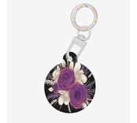 Purple and White Flowers Dog Tags for Pets,Round Acrylic Pet ID Tags,Perfect for Small to Large Dogs and Cats,Cute & Functional