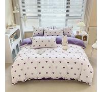 Purple and White Heart Double Duvet Cover Set Aesthetic Purple Love Heart Bedding Set for Girls Kids Women Microfiber Quilt Cover Sweet Small Love Heart Comforter Cover Soft White Bed Cover,Double