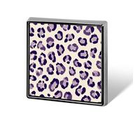 Purple And White Leopard Pattern Unisex Brooches & Pins Square Lightweight Lapel Badge Jewelry for Clothing Shawl Hat
