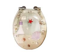 Purple and White Resin Toilet Seat - Round, Elongated, Slow Close, Easy Installation and Cleaning, 16.5 X 14.2In (Clear)