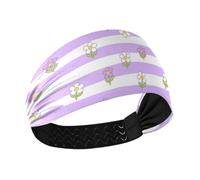 Purple and White Striped Flowers Moisture Wicking workout headbands for women Elastic hair for Running Workouts Volleyball cintillos de pelo para mujeres