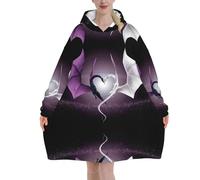 Purple And Wirte Dragons Blanket Hoodie Oversized Wearable Hooded Blanket Warm Throw Blanket Sweatshirt For Women Men Teens 320g Flannel