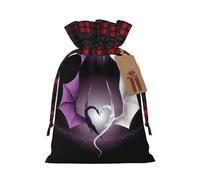 Purple and Wirte Dragons Print Reusable Gift Bags with Drawstring - Xmas Holiday Party Favors Pouches for Christmas, Birthdays