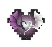 Purple and Wirte Dragons Printed Jigsaw Puzzle 10.8x12.8 CM, Heart-Shaped Puzzle Challenging Game for Adults, Fun Decorative Wall Decor