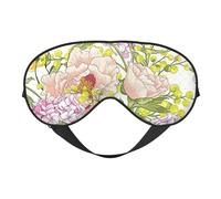 Purple and Yellow Flower Print Functionality Cozy Eye Mask Adjustable Strap Nap Night Travel Camping Yoga Relax
