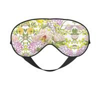 Purple and Yellow Flower Print Soft Eye Mask, Adjustable Strap Soft Eye Cover Blindfold for Travel Yoga Nap Shift Work