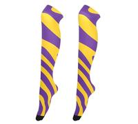 Purple and Yellow Wave Lines Over-The-Knee Stockings for Women Comfortable Over The Knees Socks for Dancers 80s leg warmers for women for Daily Wear, Cosplay botas calcetin para mujer 1 pair