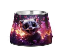 Purple Angry Fire Lemur Fox Pet Bowl Non Slip Anti Skid Dog Bowls Stainless Steel Stackable Food Puppy Bowl Dishes