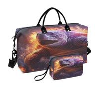 Purple Angry Sea Turtle Travel Duffel Bags Gym Bag Weekender Handbag with Toiletry Bag for Women Girls Men