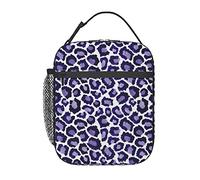 Purple Animal Print Lunch Bag, Durable Insulated Lunch Box Reusable Adults Tote Bag Reusable Cooler Bag