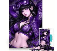 Purple Anime Girl 1000 Pieces Jigsaw Puzzles for Adults Smart Toy Home Activity Accurate Cut Wall Art Decor (38x52cm)