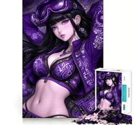 Purple Anime Girl 1000 Pieces Jigsaws Adults Puzzles Gifts Boost Memory Mental Relax Premium Cut Warm Surprise (38x26cm)