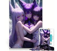 Purple Anime Girl Sisters Jigsaw Puzzle 1000 Piece for Teenagers Mind Skill Toy Peaceful Fun Design Assembly Unique Gift (50x75cm)
