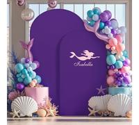 Purple Arch Backdrop Cover, Set of 2 Spandex Fitted Stretchy Arch Stand Covers, 2-Sided Round Top Chiara Backdrop Cover for Party Birthday Ceremony Banquet Baby Shower Banquet Arch Decoration