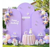 Purple Arch Cover 3 Set - 6.6FT, 7.2FT, 8FT Arch Backdrop Cover Spandex Fitted Wedding Arch Stand Covers for Baby Shower Girls Birthday Party Wedding Bridal Shower Banquet Photo Background Decorations