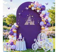 Purple Arch Cover 6.6FT Spandex Fitted Wedding Arch Stand Covers Round Top Chiara Arch Covers Stretchy Backdrop Cover for Birthday Party Ceremony Banquet Decoration