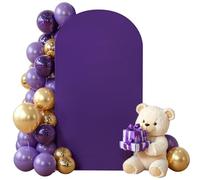 Purple Arch Cover 7.2FT Spandex Fitted Wedding Arch Stand Covers Round Top Chiara Arch Covers Stretchy Backdrop Cover for Birthday Party Ceremony Banquet Decoration