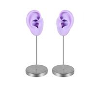 (Purple) Artificial Ear Model Soft Silicone Left and Right Ear Mold for Acupunctures Training Practical Jewelry Display Props Yellow