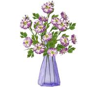 Purple Artificial Flowers Fake Flower - Faux Daisies with Leaf and Stems for Wedding Bouquets 5003