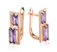 (purple) Asymmetrical Design Purple Zircon Square Geometric Earrings For Women Trendy Bling Jewelry