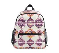 Purple Aztek Geometry Pattern Toddler Backpack, Boy Backpack Preschool Bag Kindergarten Schoolbag Nursery Travel Bag for Girl