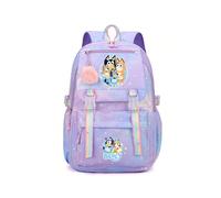 (Purple B style) Bluey New Rainbow Backpack For Elementary And Middle School Students, Large Capacity Fashionable Casual Backpack Gift