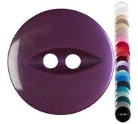 Purple Baby Cardigan Buttons, 11 mm Fish Eye, Pack of 10 - Two-Hole Plastic Buttons for Newborn Knits, Doll Clothes & Tiny Repairs - Giddy Square
