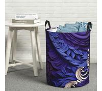 Purple Background Abstract Elements Laundry Basket with Handle, Large Collapsible Round Laundry Hamper Bin, Versatile Storage Basket for Dirty Clothes, Waterproof Dirty Clothes Hamper Medium