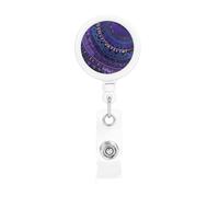 Purple Background in Tribal Style Pattern Retractable Badge Reel Heavy Duty Badge Holder with Belt Clip Retractable Lanyards ID Card Holder with Keychain Name Badge Clips for Office Nurse Employee