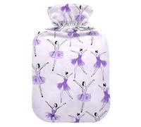 Purple Ballet Dancer Pattern Hot Water Bottle with Velvet Cover Hot Water Bag for Pain Relief 2L, Neck Cramps Shoulders Pain Relief, Hot Cold Pack